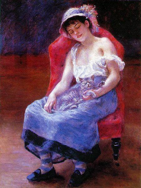 Pierre-Auguste Renoir Sleeping Girl with a Cat China oil painting art